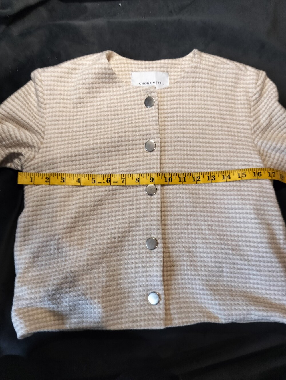 Like New Amour Vert Cream Beige Textured Snap Button Cardigan Jacket - Small - Picture 4 of 7